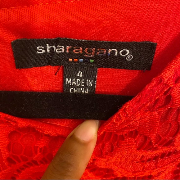 Sharagano Sleeveless Res Lace A Line Dress 4 - Picture 6 of 9